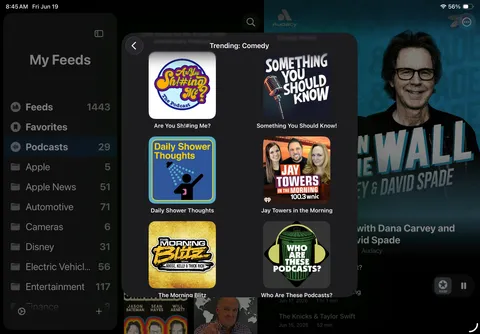 Trending podcasts on iPad